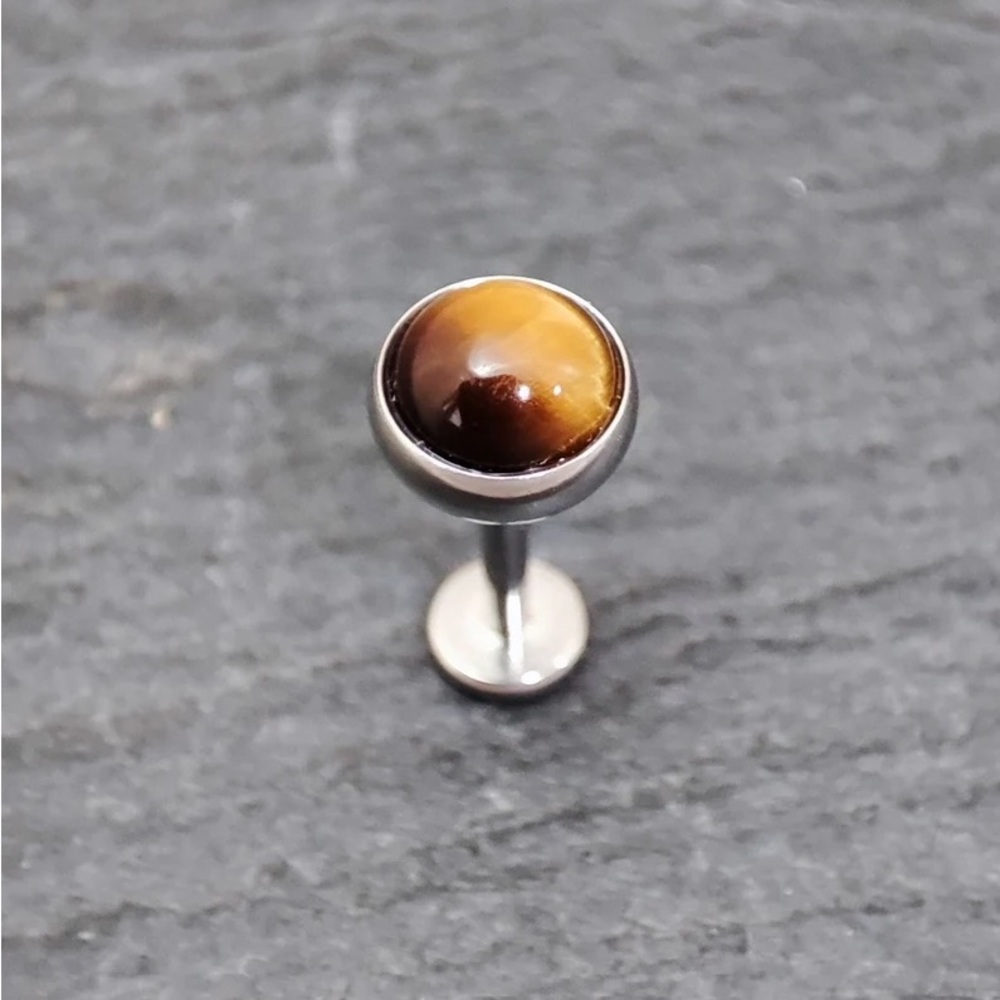 tigers eye surgical steel threaded stud